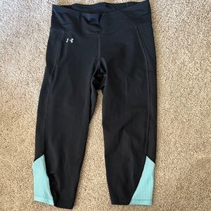 Under Armour Black Leggings with Teal Panels